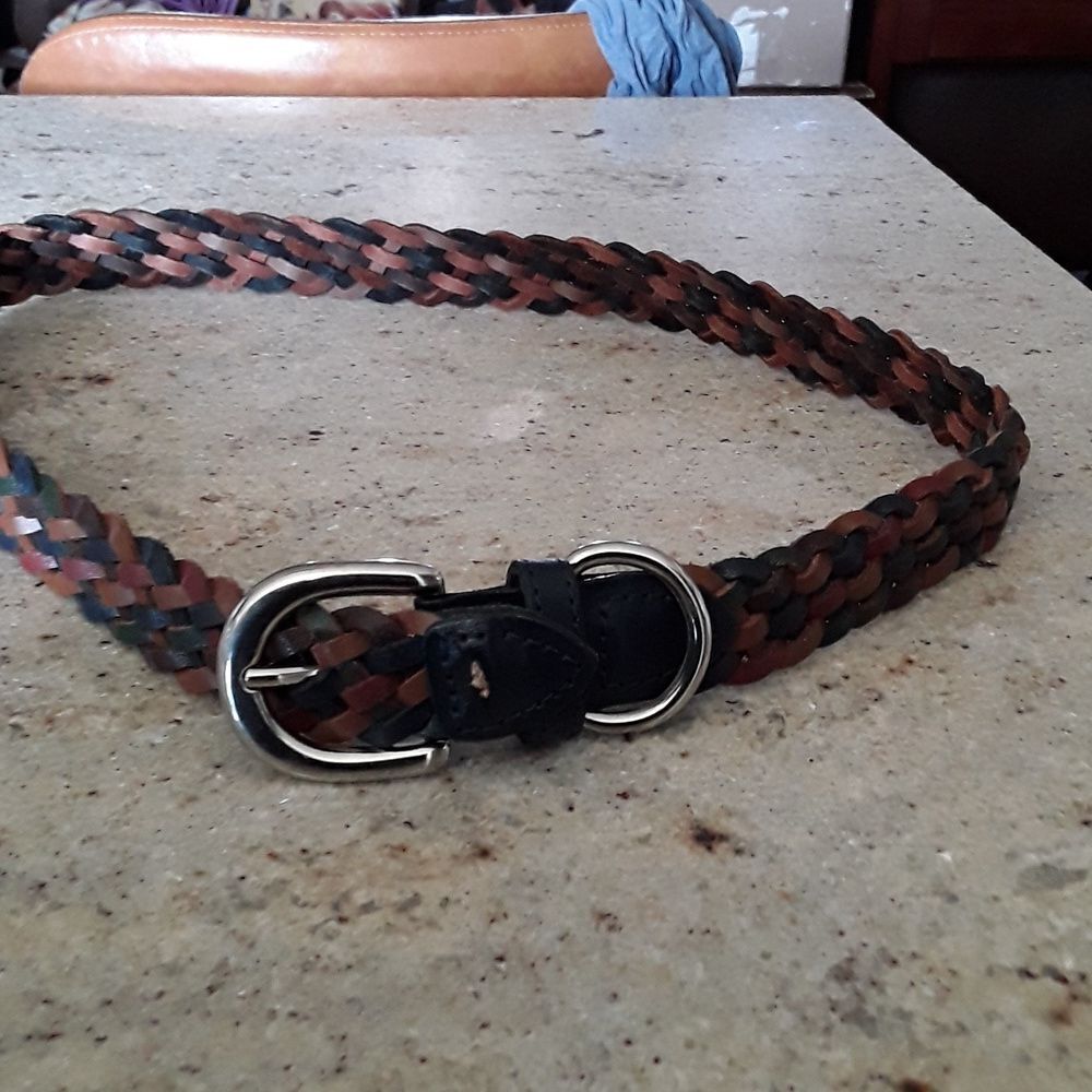 Men's Brown and Black Woven Belt